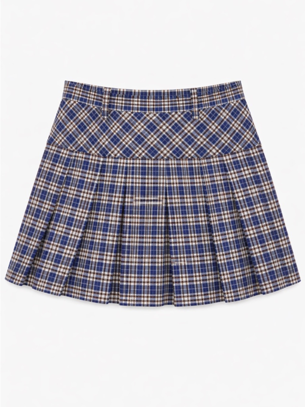Forever 21 Blue Plaid Pleated Mini Skirt